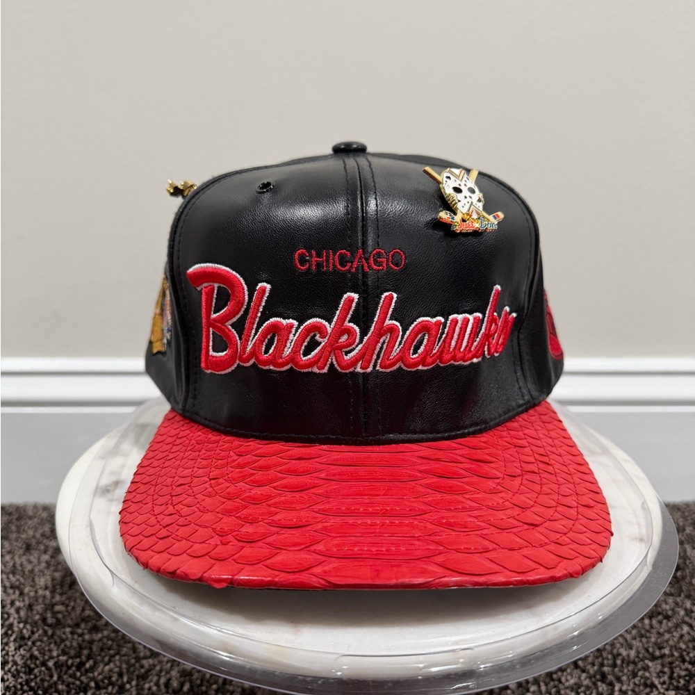 Just Don x Mitchell & Ness NBA Chicago Blackhawks Leather Hat